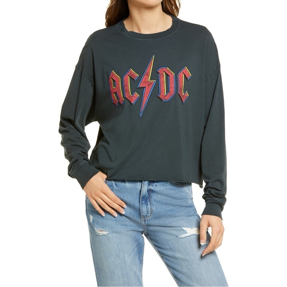 DAYDREAMER AC/DC Crop Graphic Sweatshirt - Picture 2 of 9